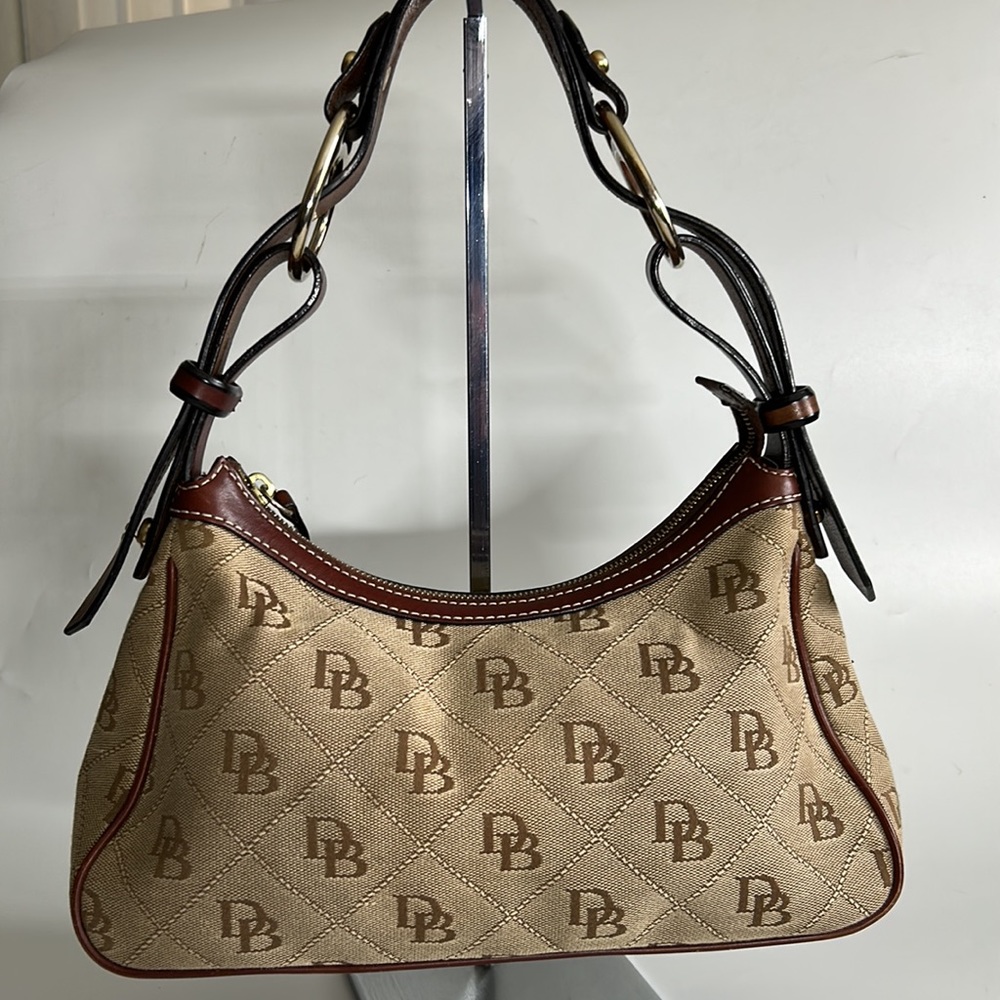 Dooney & Bourke  Monogram Satchel Signature Brown Leather/Canvas Shoulder Bag - Picture 3 of 16